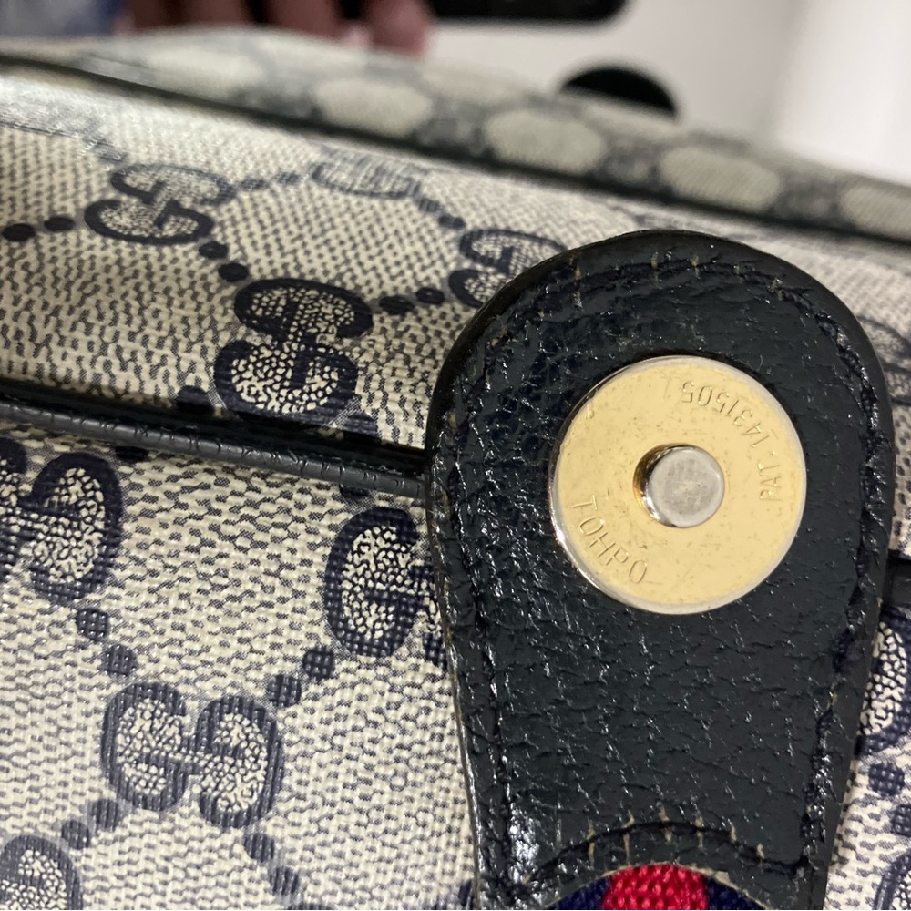 Vintage Blue Gucci GG Monogram Ophidia School Messenger Bag One Owner Good Shape - Picture 7 of 16